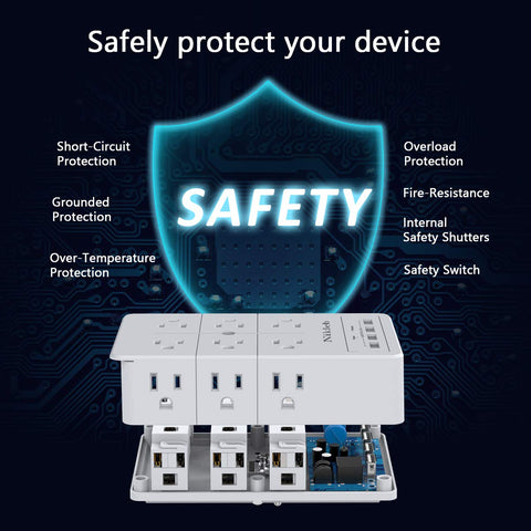 Nikleb twelve-outlet extender provides ample connections for office and workshop.