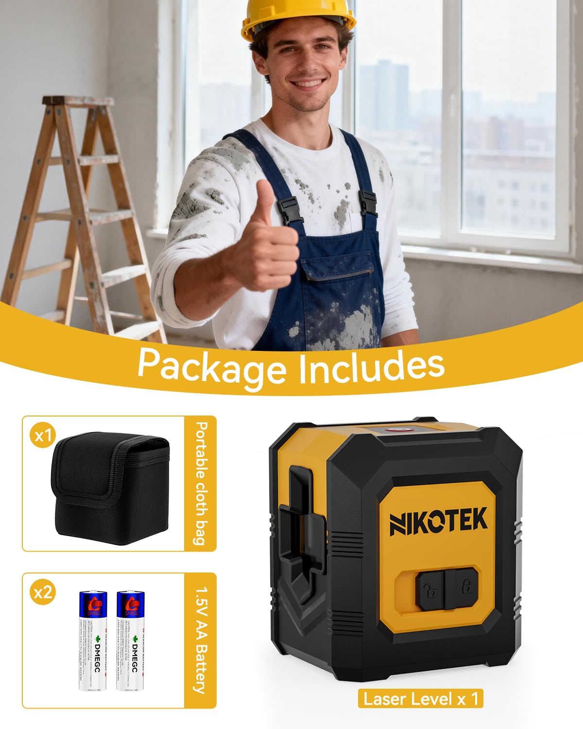 Nikotek laser level with carrying pouch for portable protection