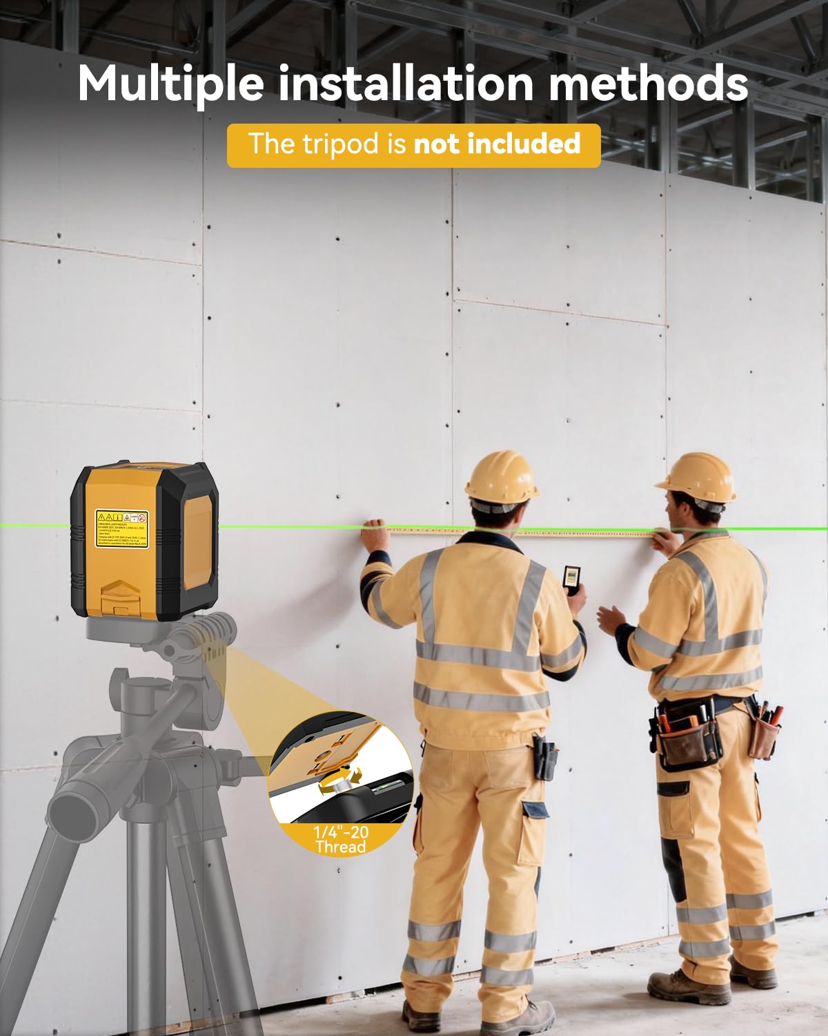 Nikotek laser level powered by two AA batteries for extended use