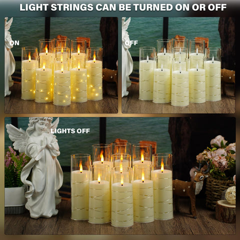 Battery-operated Nimiko candles placed away from outlets for flexible decorating.