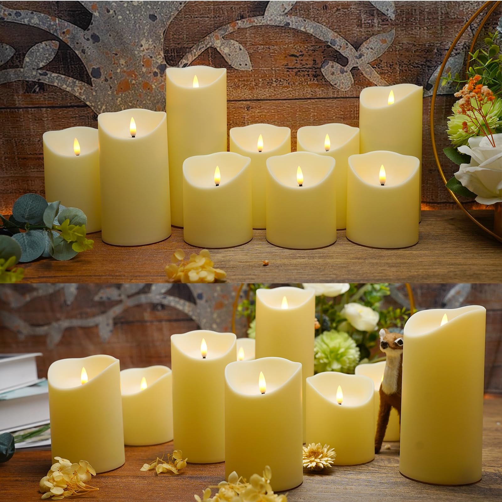 Nimiko candles with timer remote enabling hands-free scheduling.