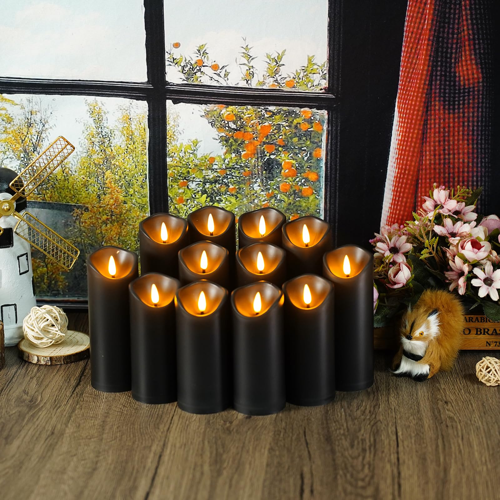 Nimiko flameless candles on dining table enhance the centerpiece