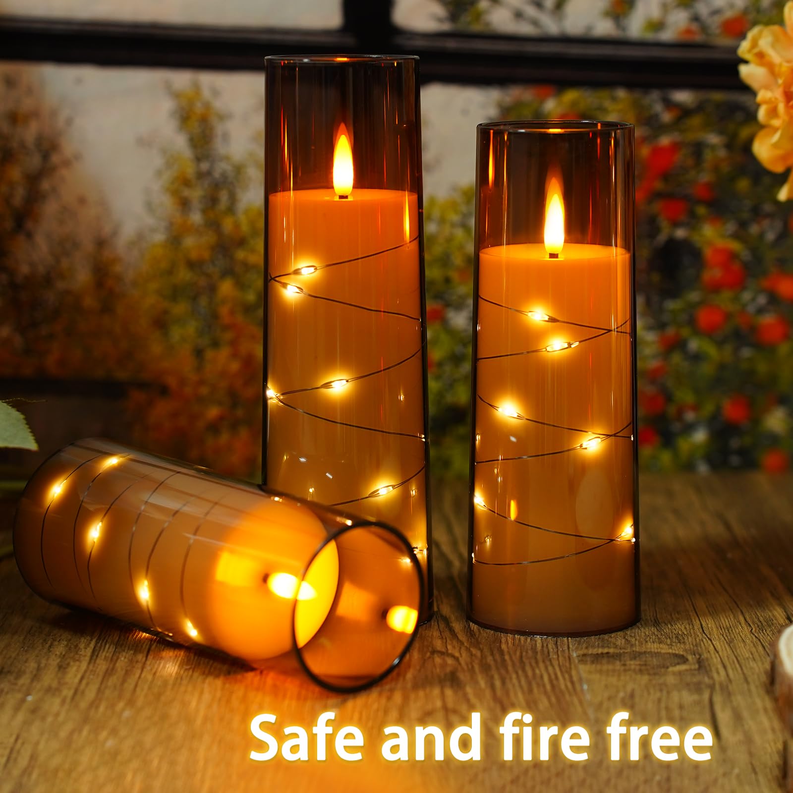 Nimiko remote-controlled candles demonstrating brightness and timer options