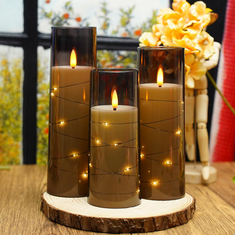 Nimiko grey acrylic candles arranged together for a modern display