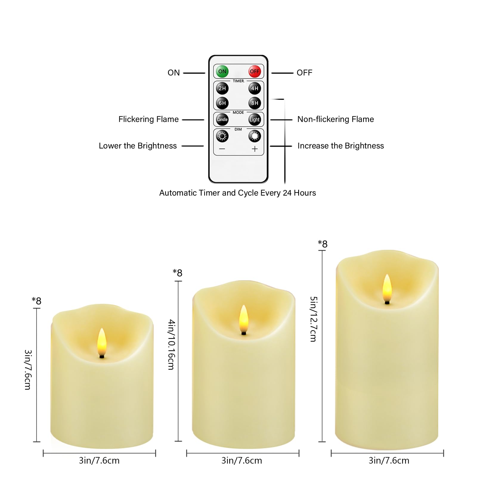 Nimiko LED candles with timer for convenient ambient lighting