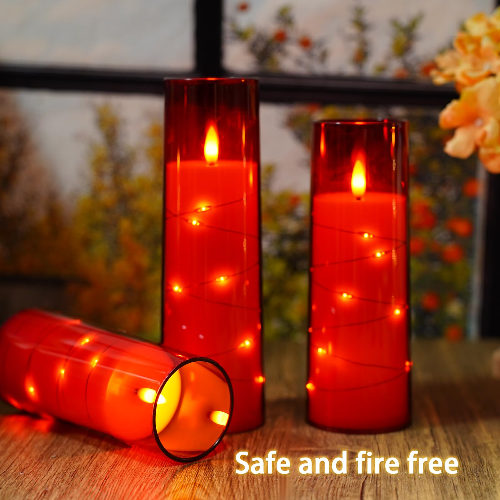 Nimiko pillar candles in five, six, and seven inch heights create dynamic displays.