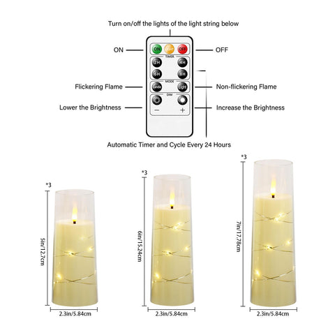 Nimiko LED pillar candles shown with remote control for easy mood lighting.