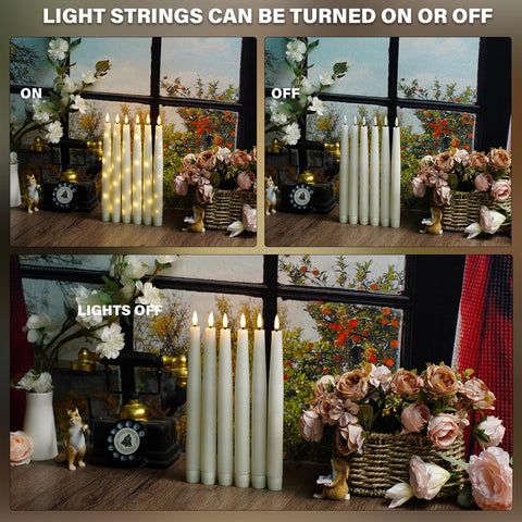 Real wax Nimiko taper candles with star glow and no open flame