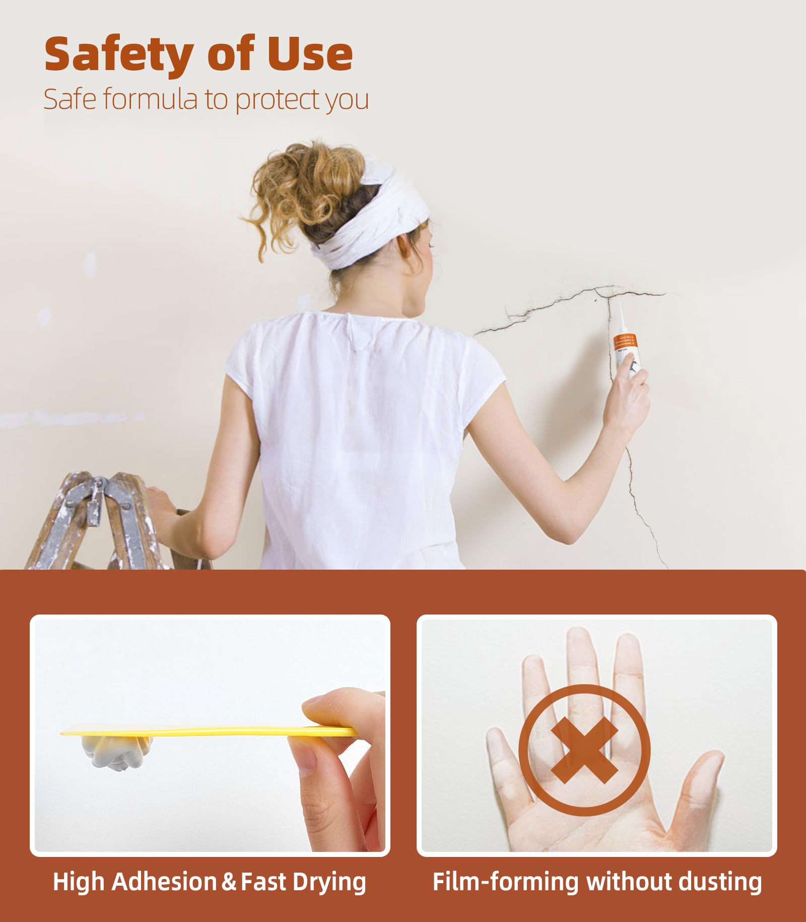 NINGOO Spackle kit sandpaper for a paint-ready finish