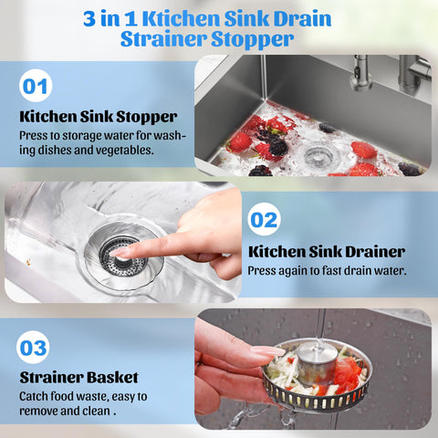 NinjaTiger brass-core pop-up plug enables quick water control.