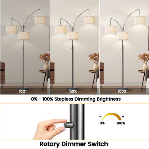 Nintiue arc branches rotate 360 degrees for customized illumination.