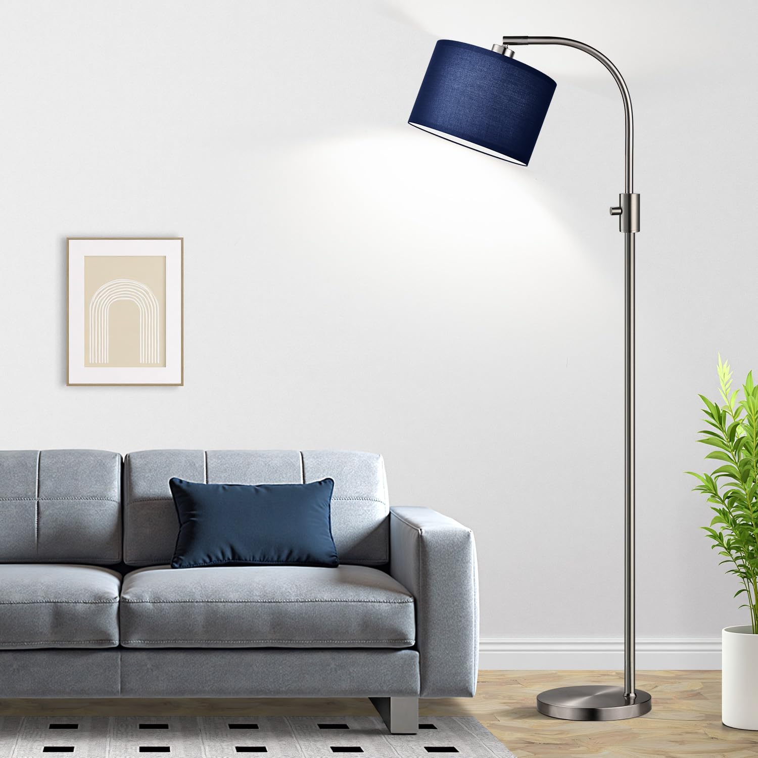 Nintiue brushed nickel finish with blue shade elevates room ambiance