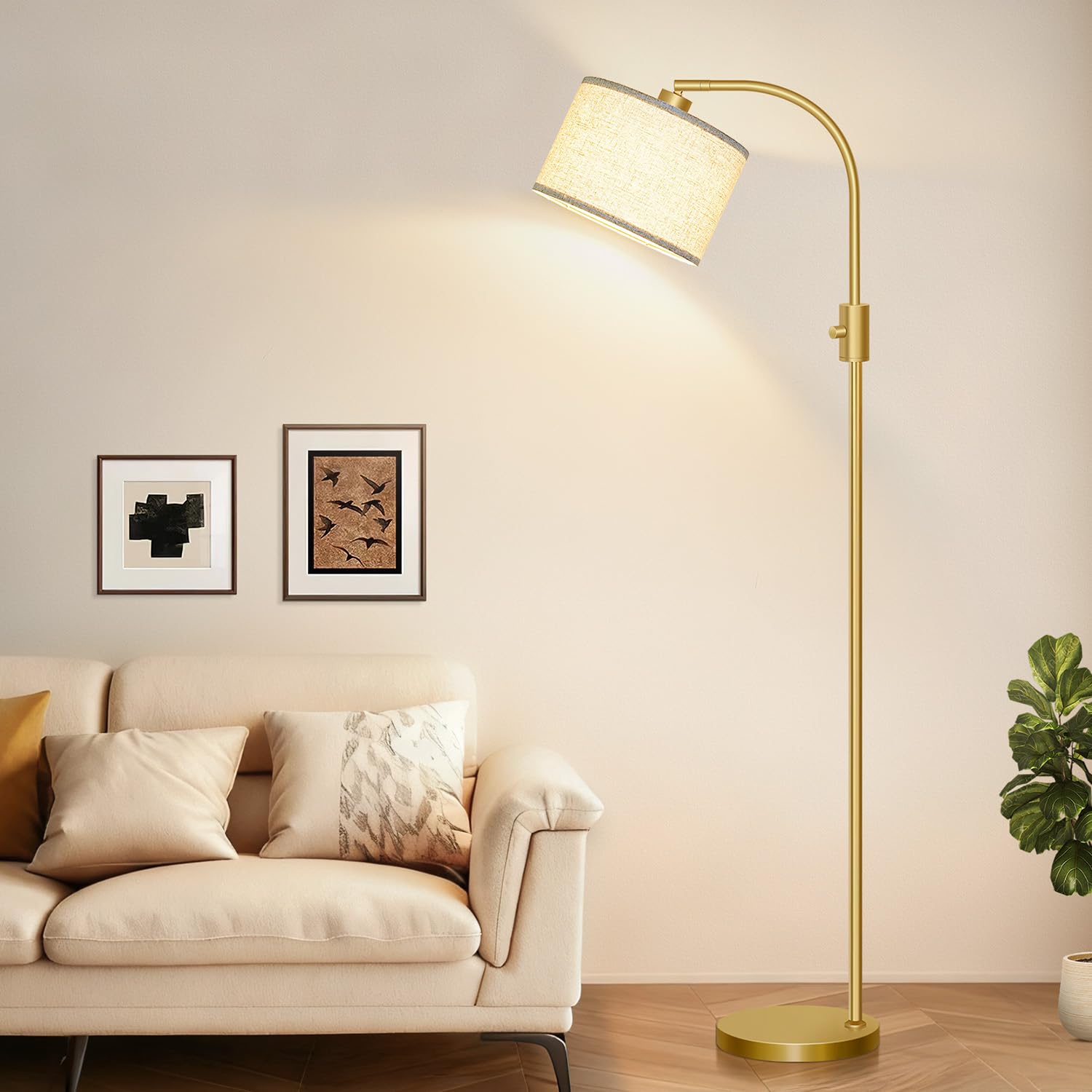 Nintiue Arc lamp gold suits living rooms and nurseries for versatile lighting