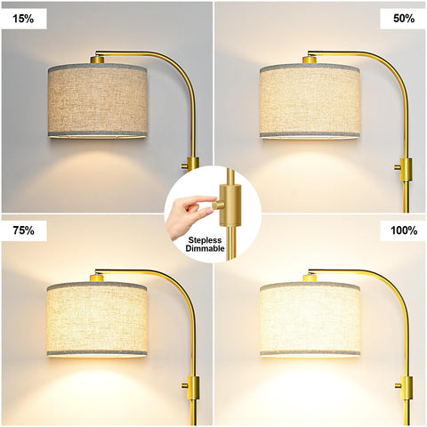 Nintiue Arc floor lamp gold rotatable shade oriented for study
