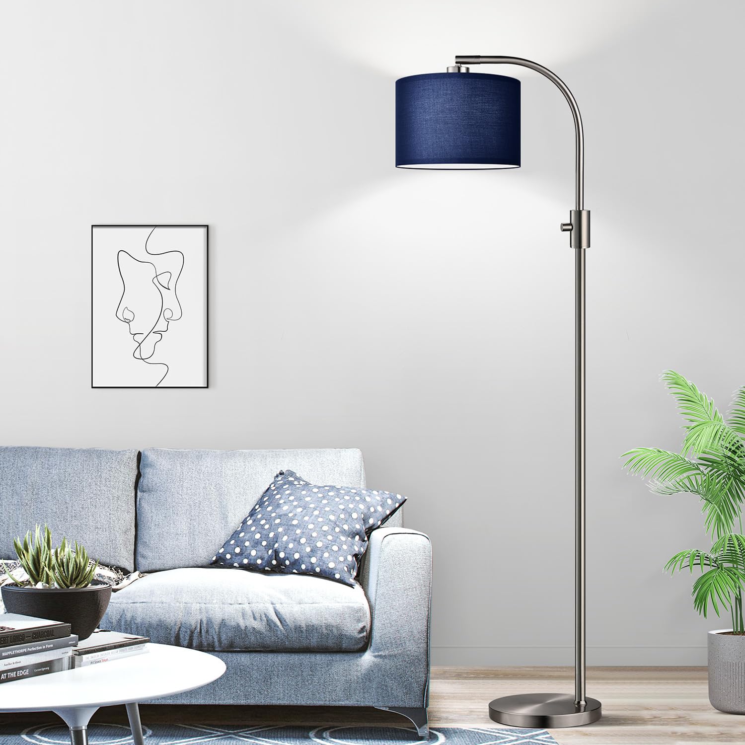 Nintiue lamp placed in a living room corner for ambient and task lighting