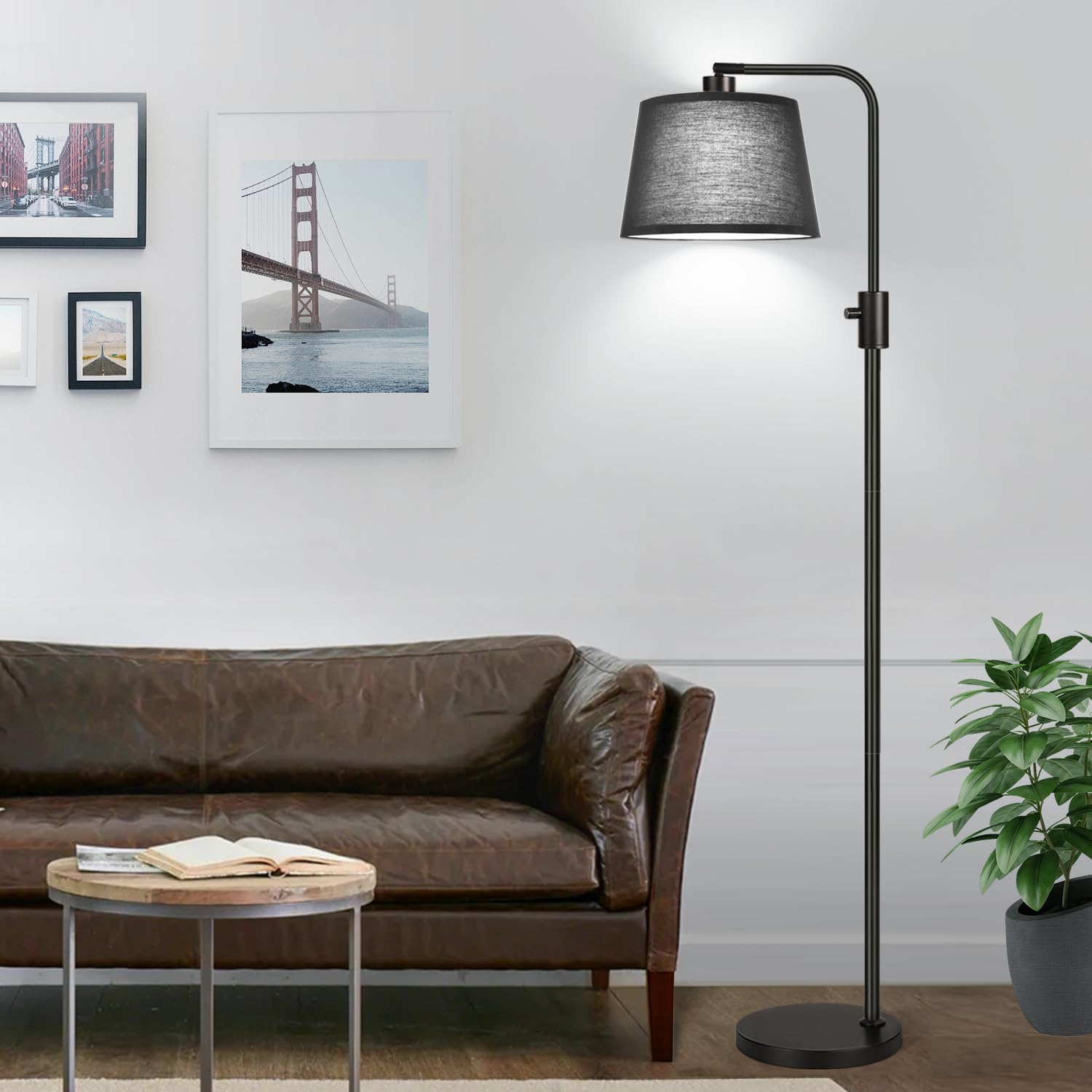 Nintiue black shade arc floor lamp for modern spaces