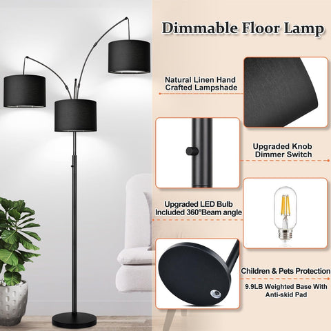 Nintiue black linen shades diffuse light for a natural white glow.