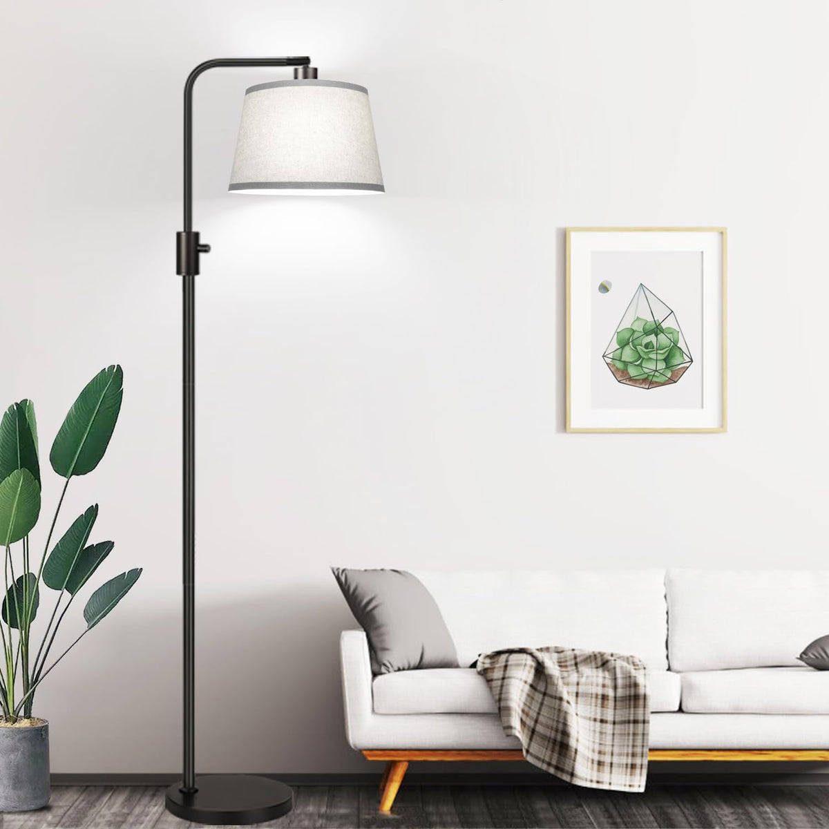 Nintiue dimmable arc floor lamp in modern living room for ambient lighting