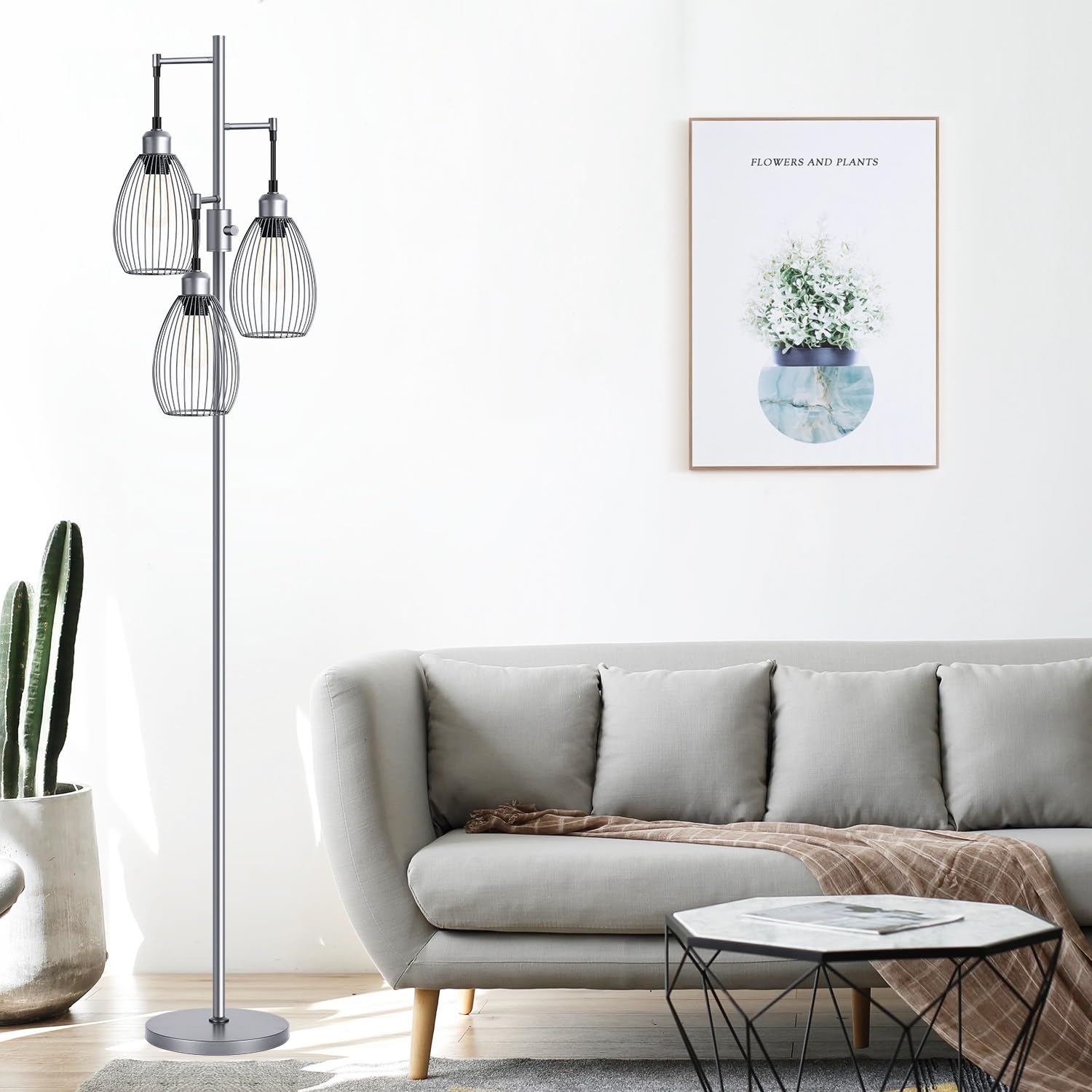 Nintiue three included LED bulbs deliver warm, steady illumination.