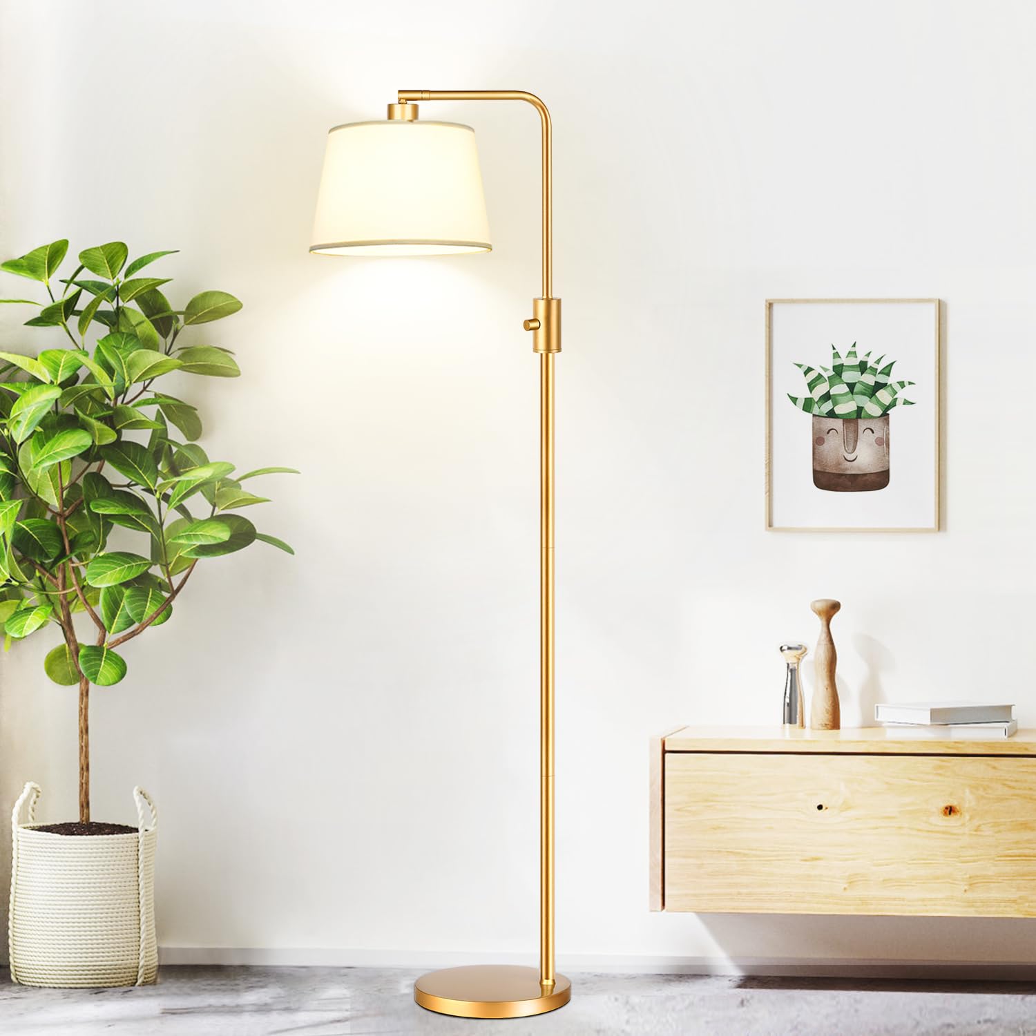 Nintiue floor lamp long power cable for flexible room placement