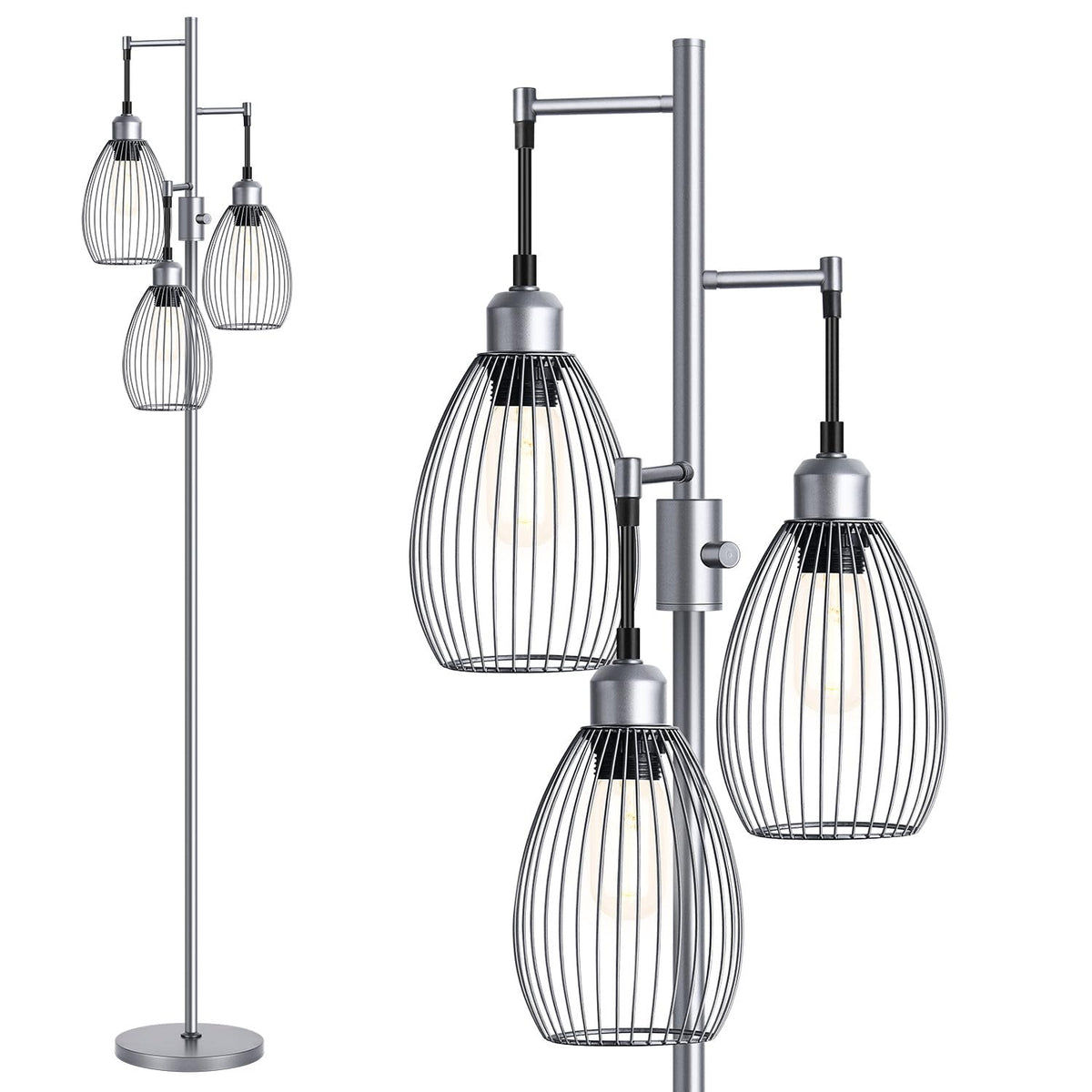 Nintiue dimmable floor lamp full-height silhouette for ambient living room lighting.