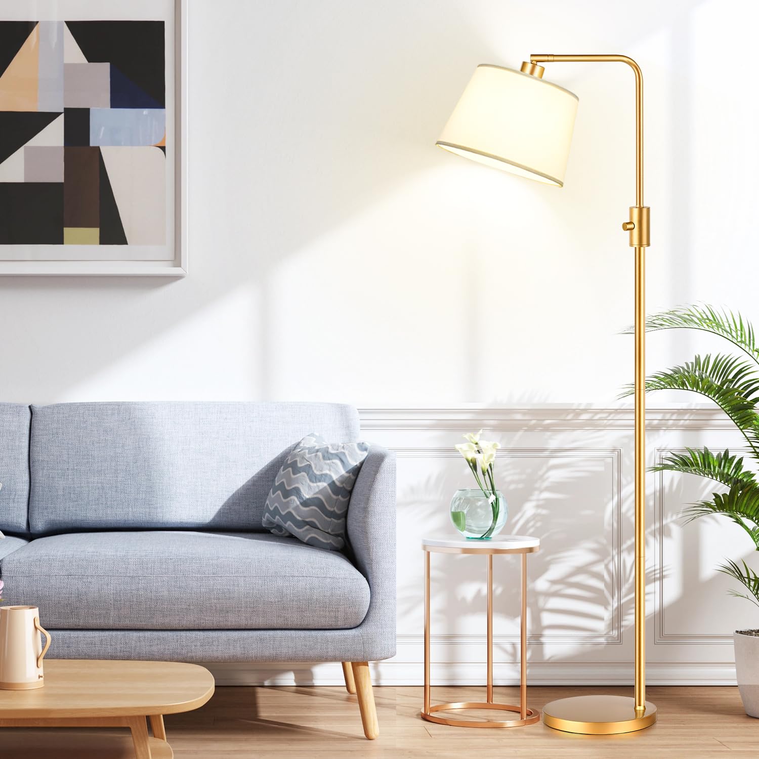 Nintiue gold finish floor lamp enhances modern room decor