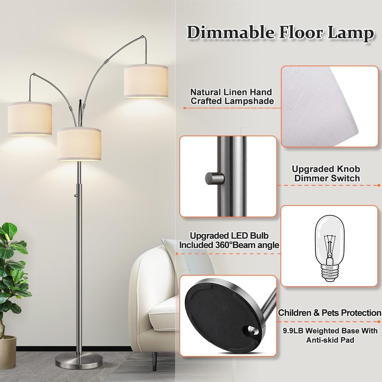 Nintiue modern floor lamp in living room setup