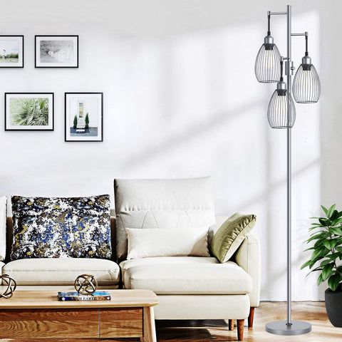 Nintiue floor lamp in living room scene with warm ambience.
