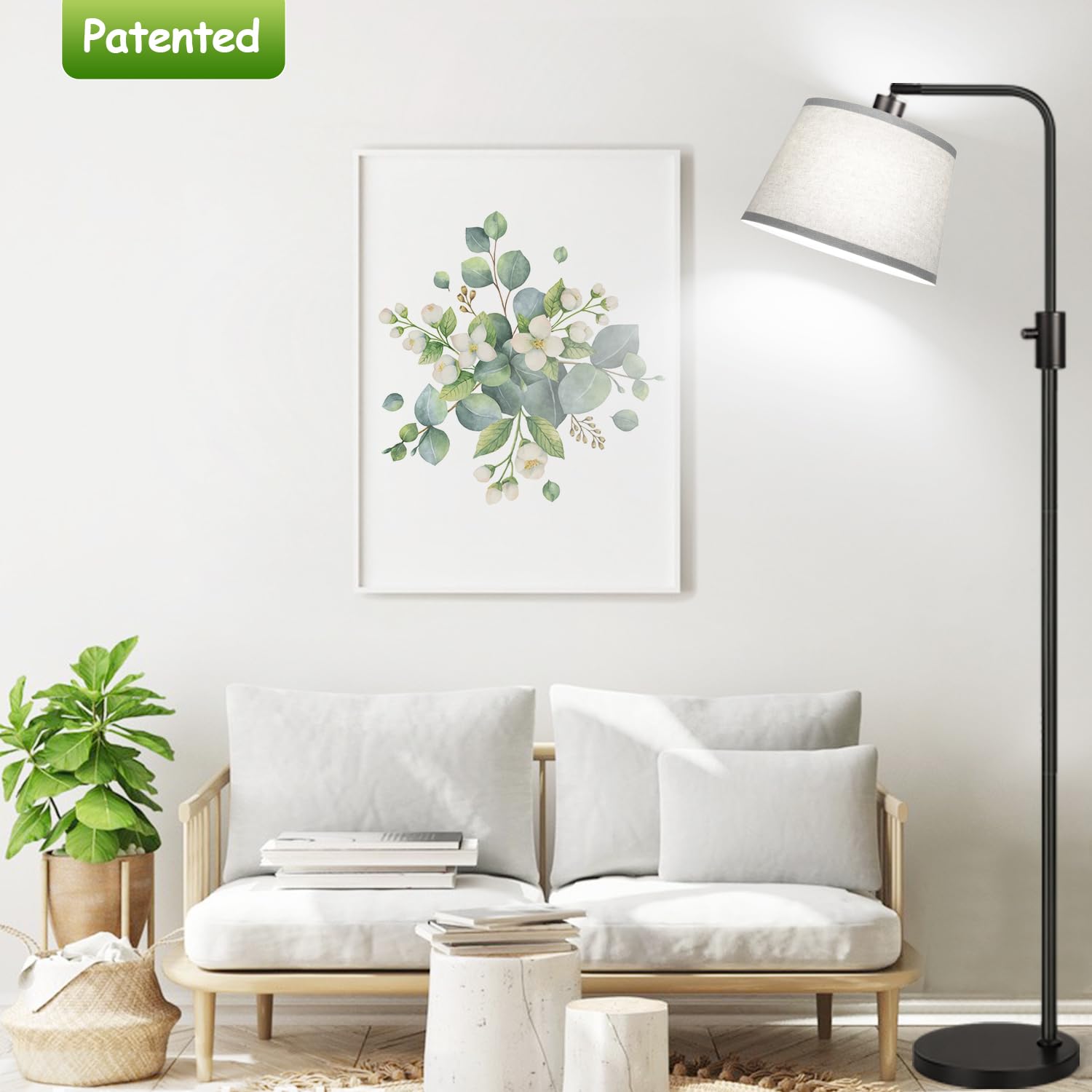 Nintiue floor lamp head rotates horizontally for flexible lighting