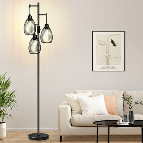 Nintiue teardrop cage head floor lamp brightens living spaces.