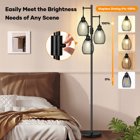 Nintiue floor lamp includes three 800lm LED bulbs for quick use.