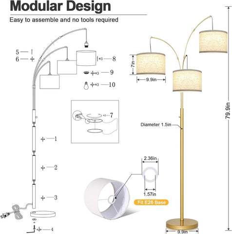 Nintiue gold finish floor lamp enhancing a modern living room
