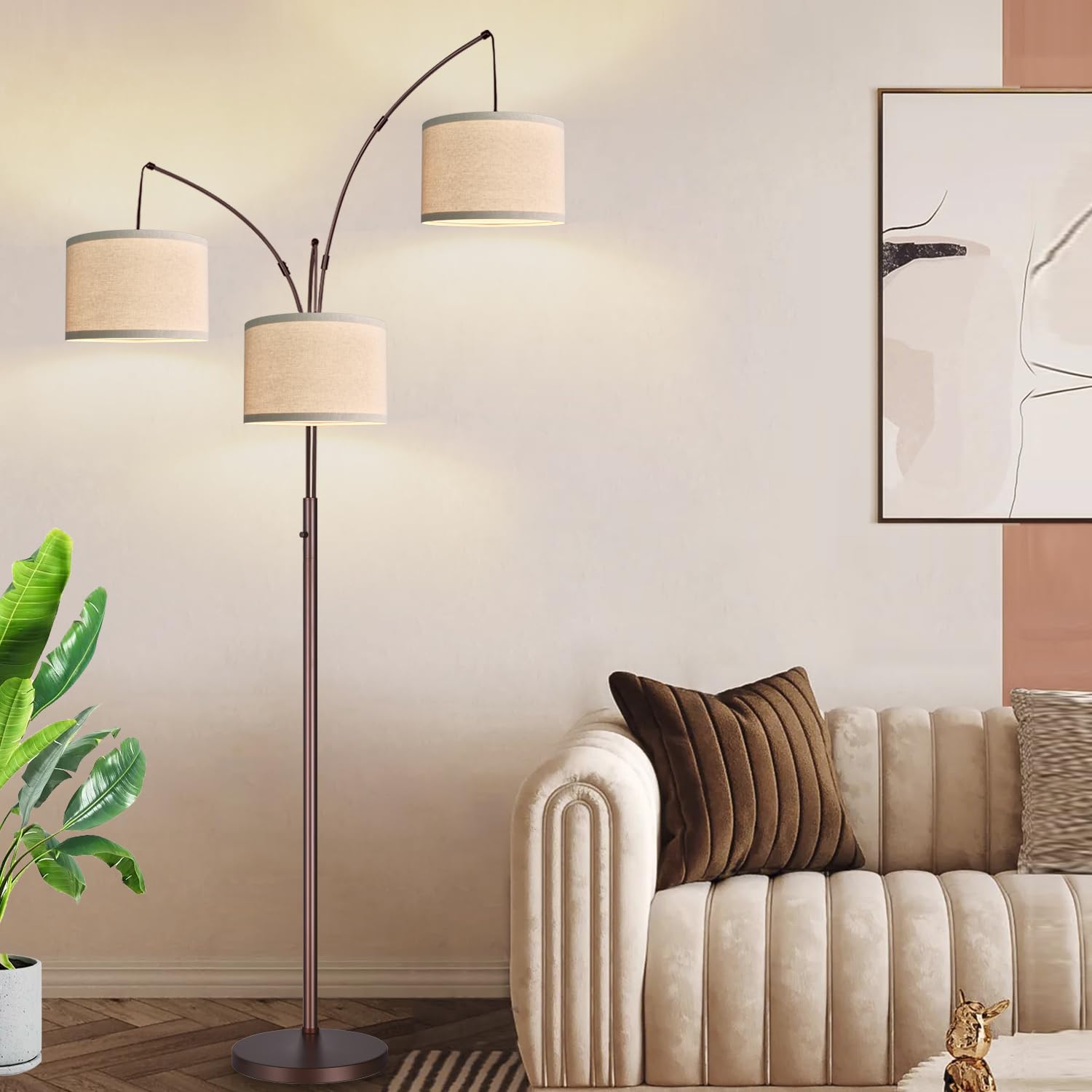 Nintiue includes three 1000LM LED bulbs for bright, task-friendly lighting.