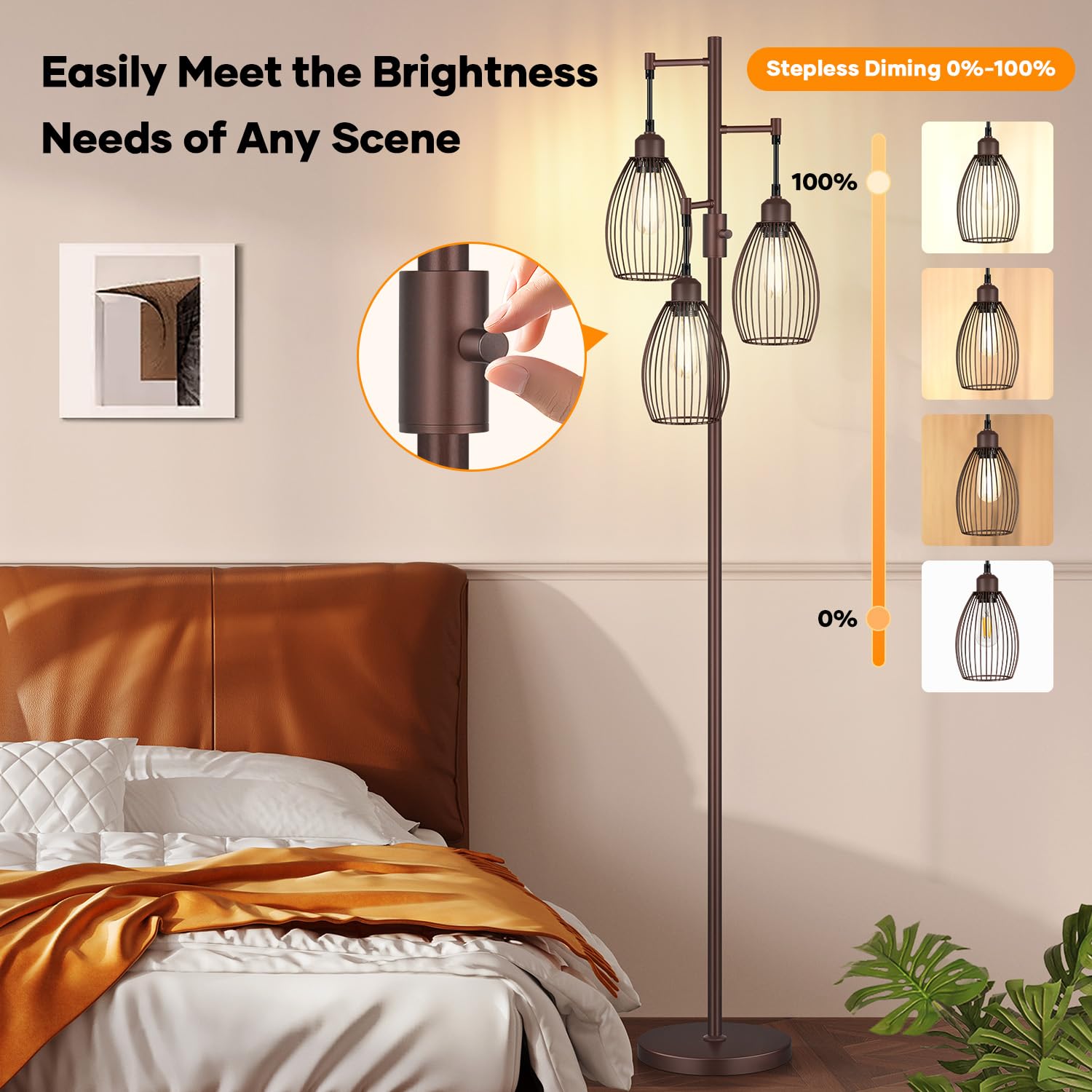 Nintiue metal-base floor lamp illustrating stability on carpeted floors