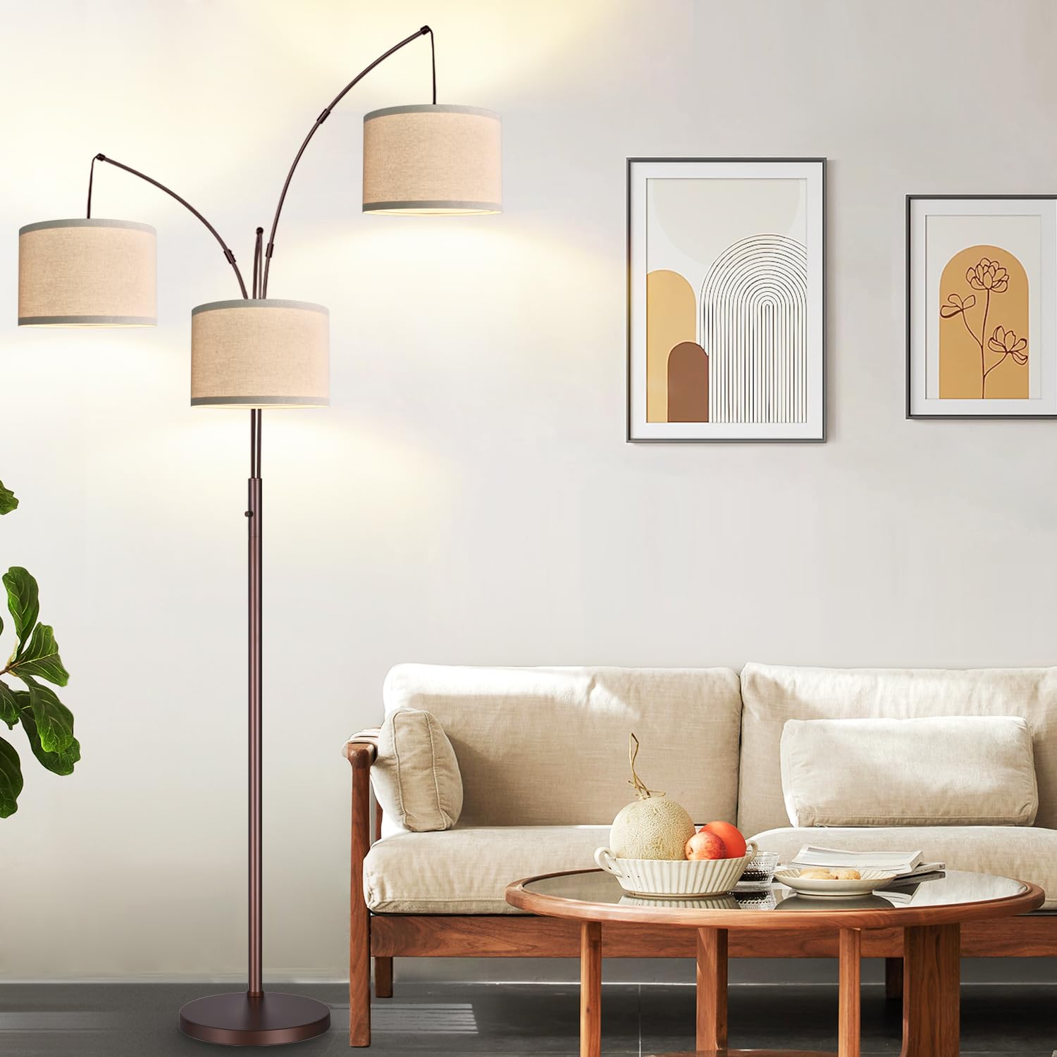 Nintiue modern brown metal base with marble weight for stability near kids and pets.