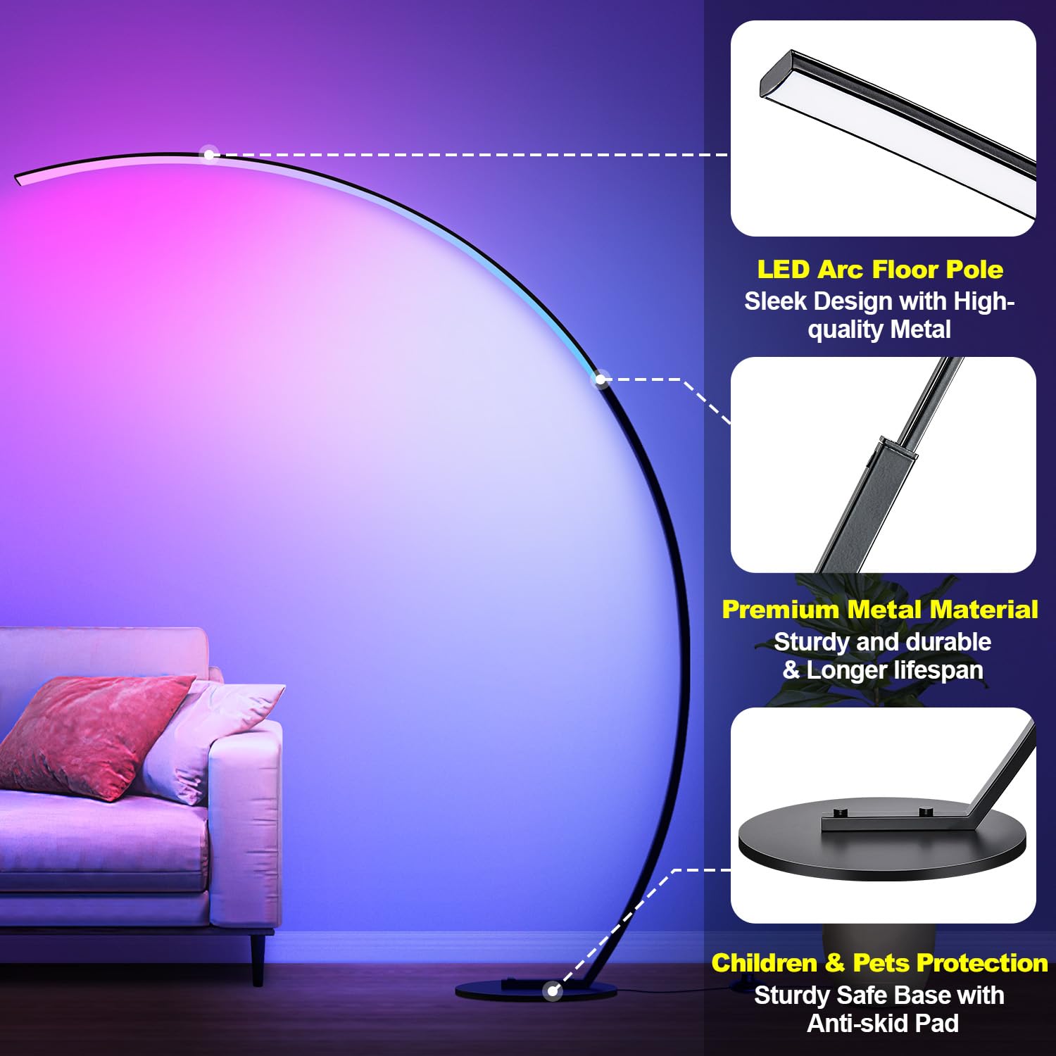 Nintiue RGB floor lamp foot switch for hands-free use