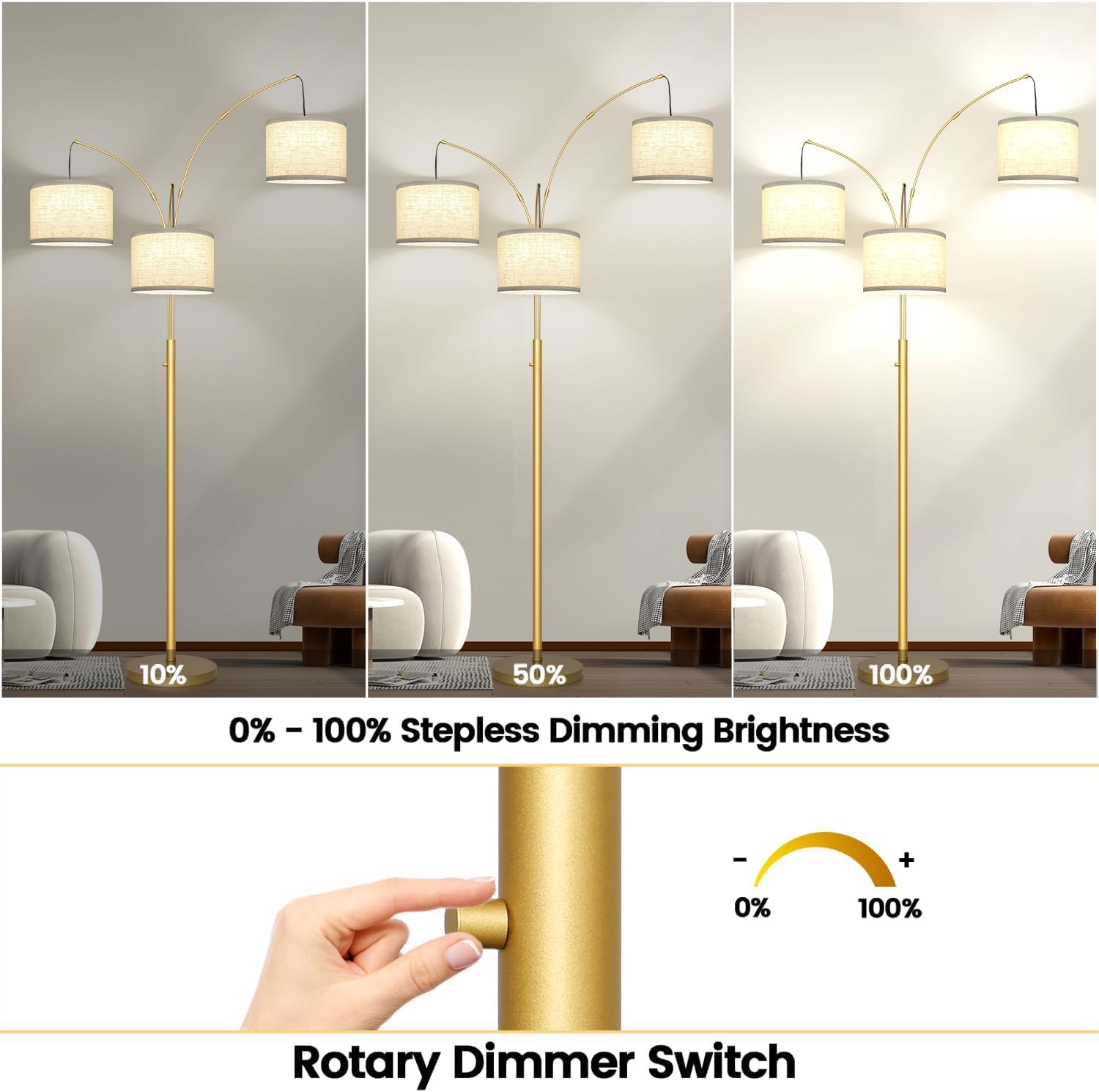 Nintiue tall arc floor lamp 79.9 inches shown in a living space