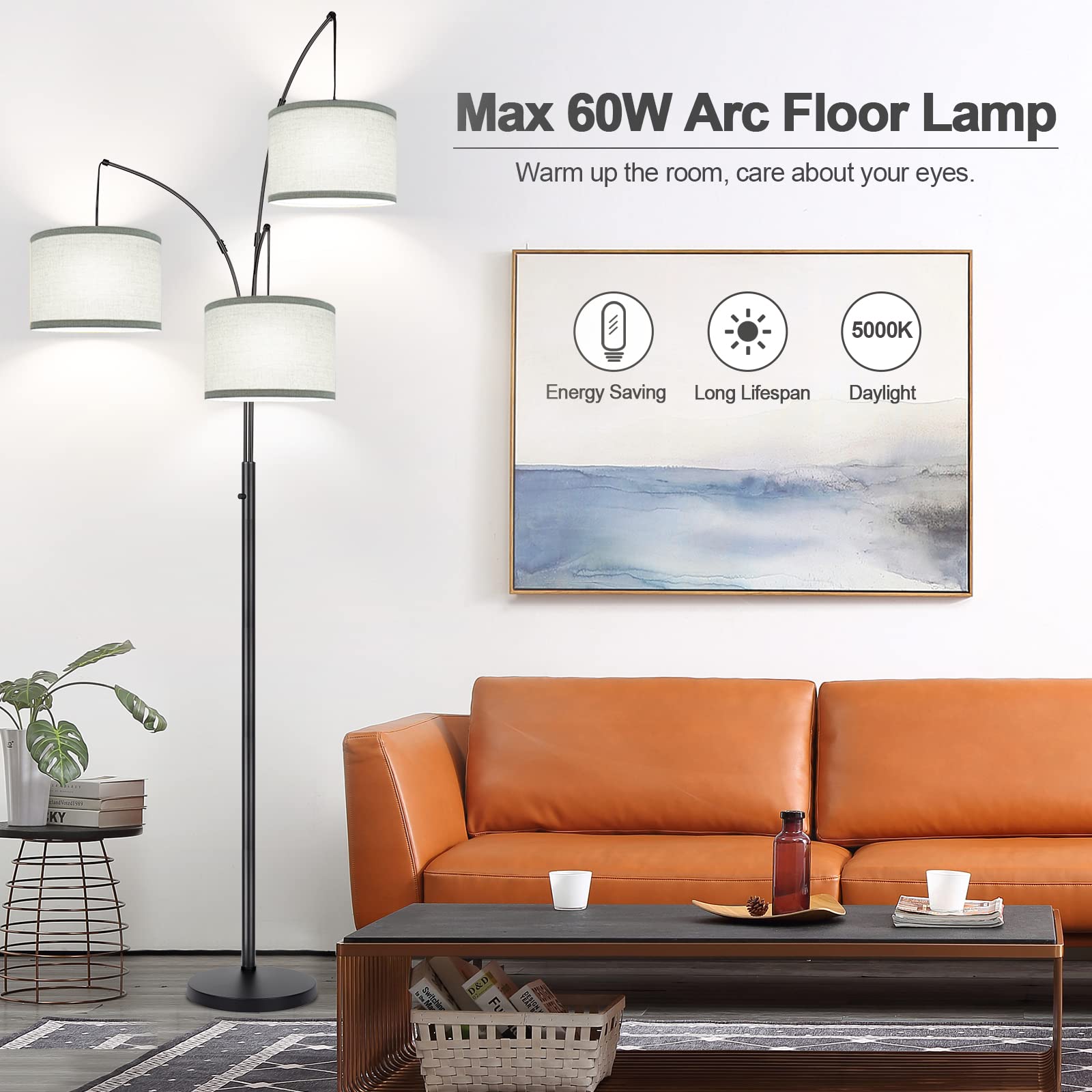 Nintiue tall floor lamp stands about 79.9 inches beside sofa or desk