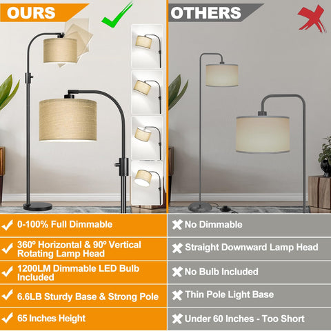 Nintiue arc floor lamp side angle featuring champagne shade for cozy evenings.