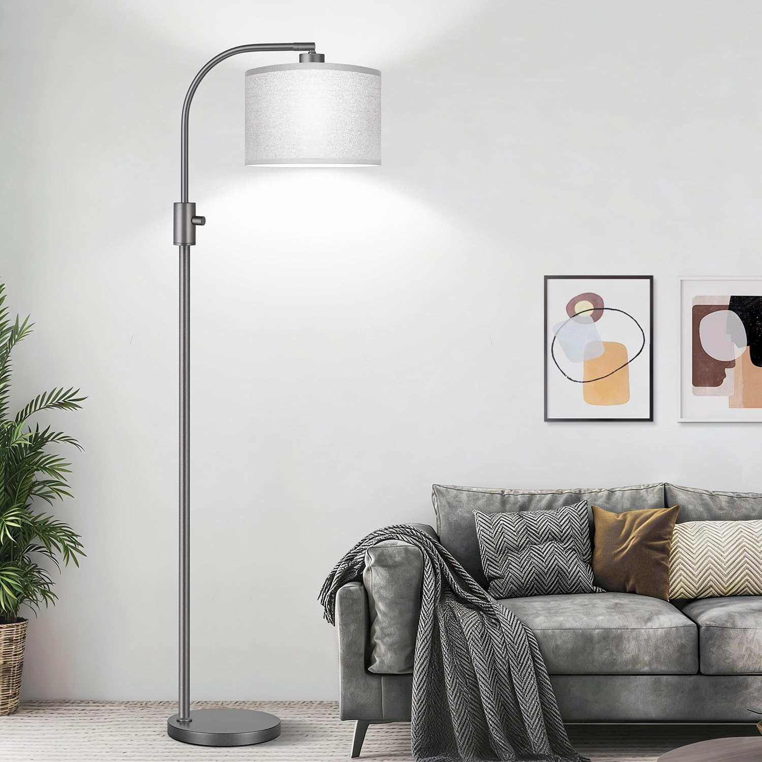 Nintiue floor lamp in living room setup, cozy ambience