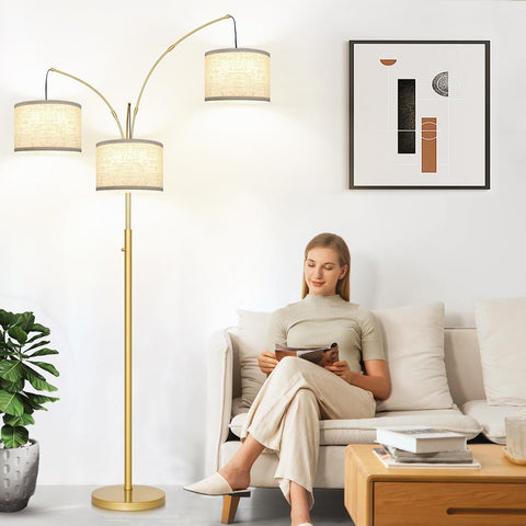 Nintiue white linen shades diffusing warm white light