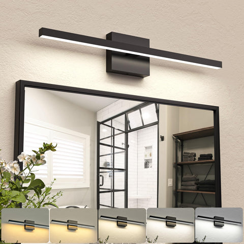 NIORSUN 23.6-inch black vanity light over mirror delivers even, flattering task lighting.