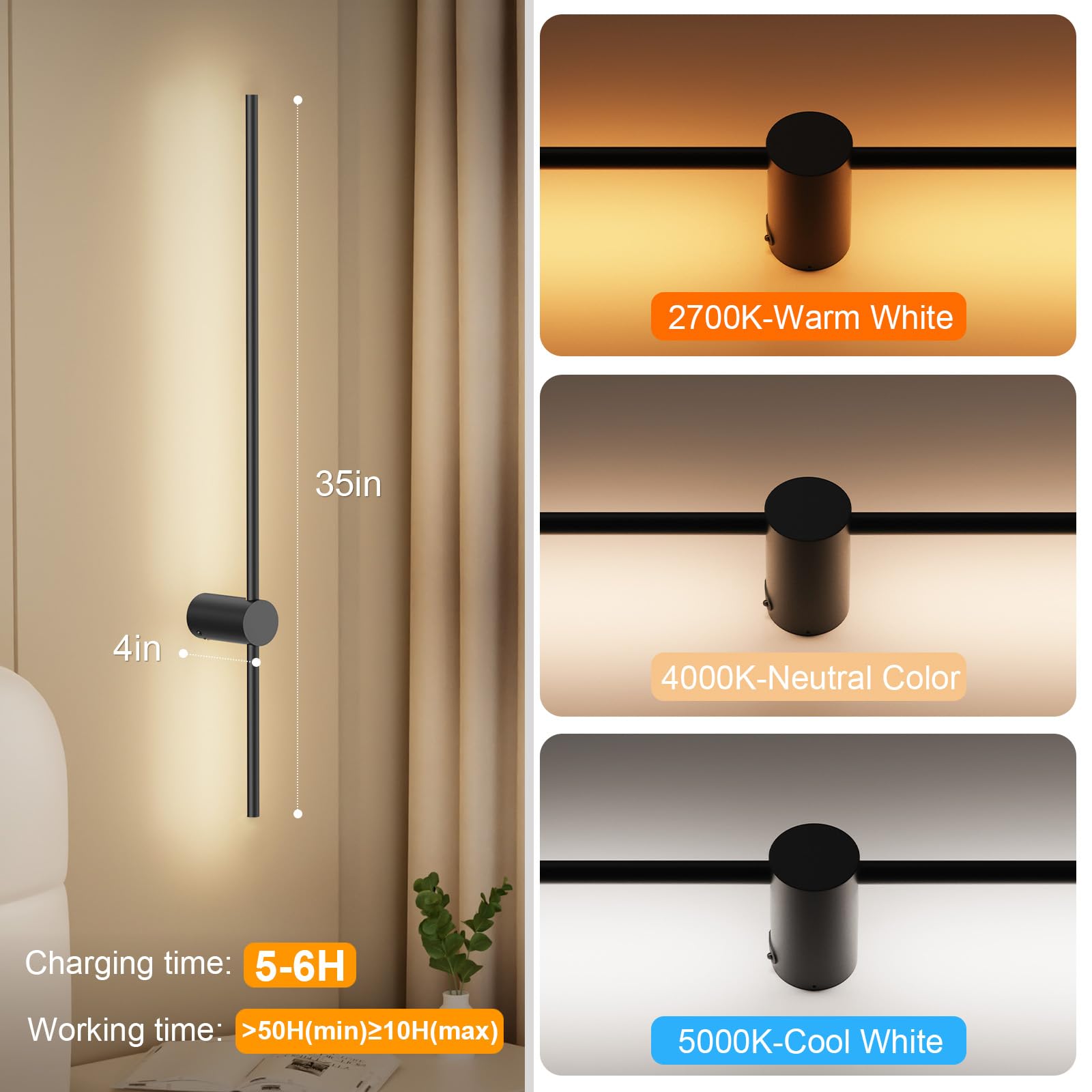 NIORSUN seven-color three-temperature wall sconce for versatile ambience
