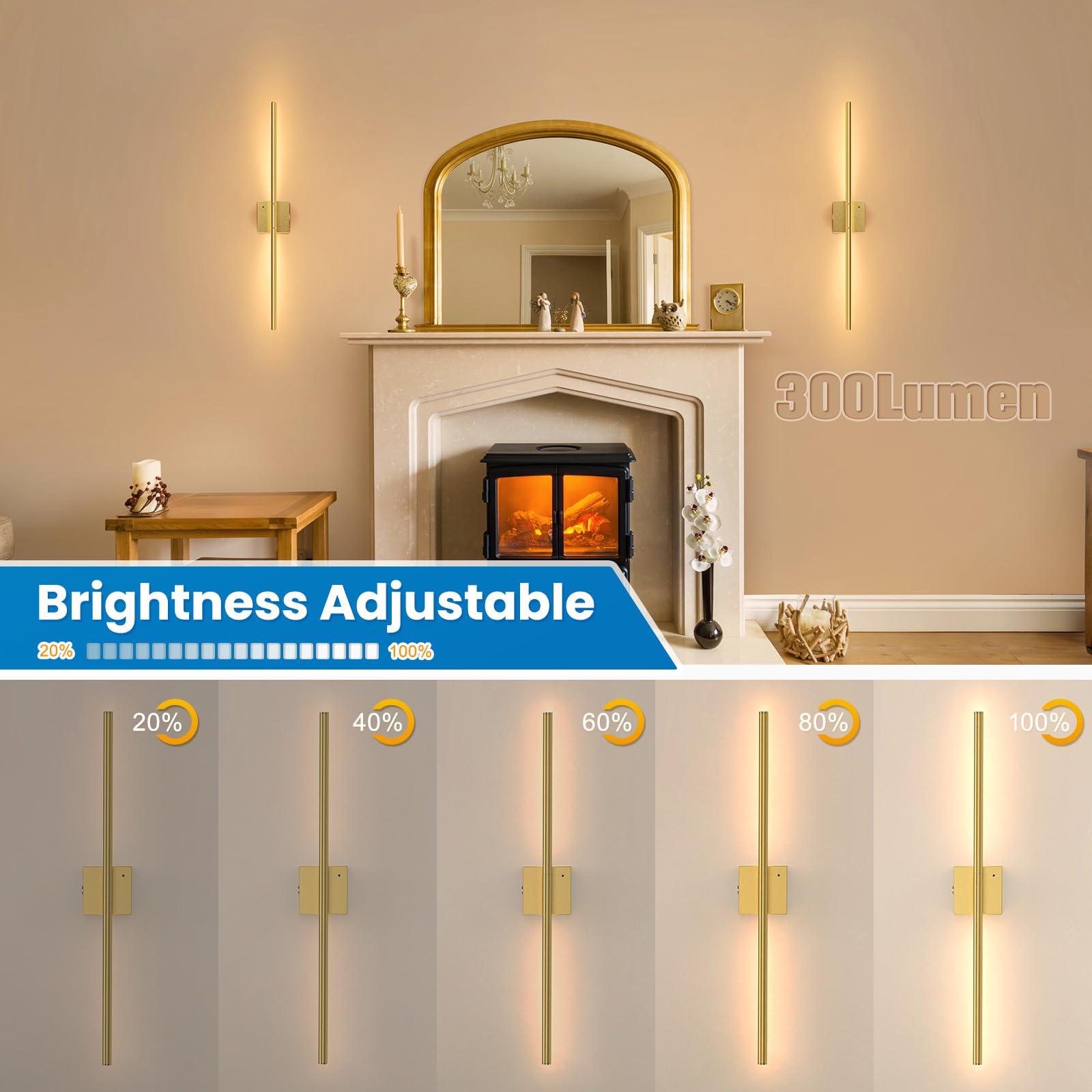 NIORSUN battery wall light with 3000K option for warm ambience.