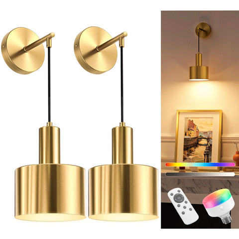 NIORSUN battery wall sconce set 2 in gold provides ambient lighting for any room.