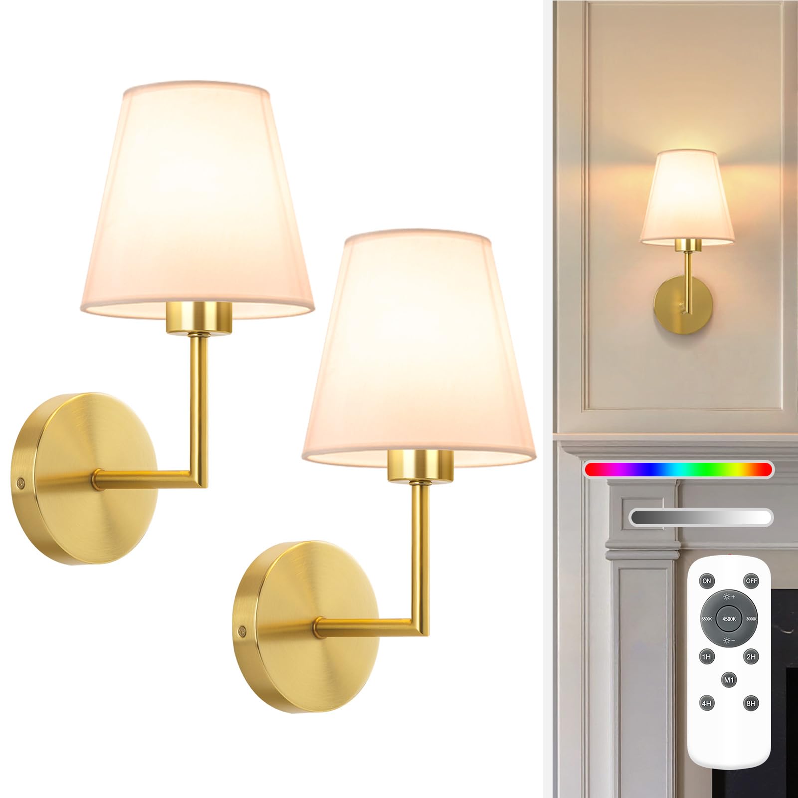 NIORSUN gold wall sconce set, front view for secure and stylish lighting