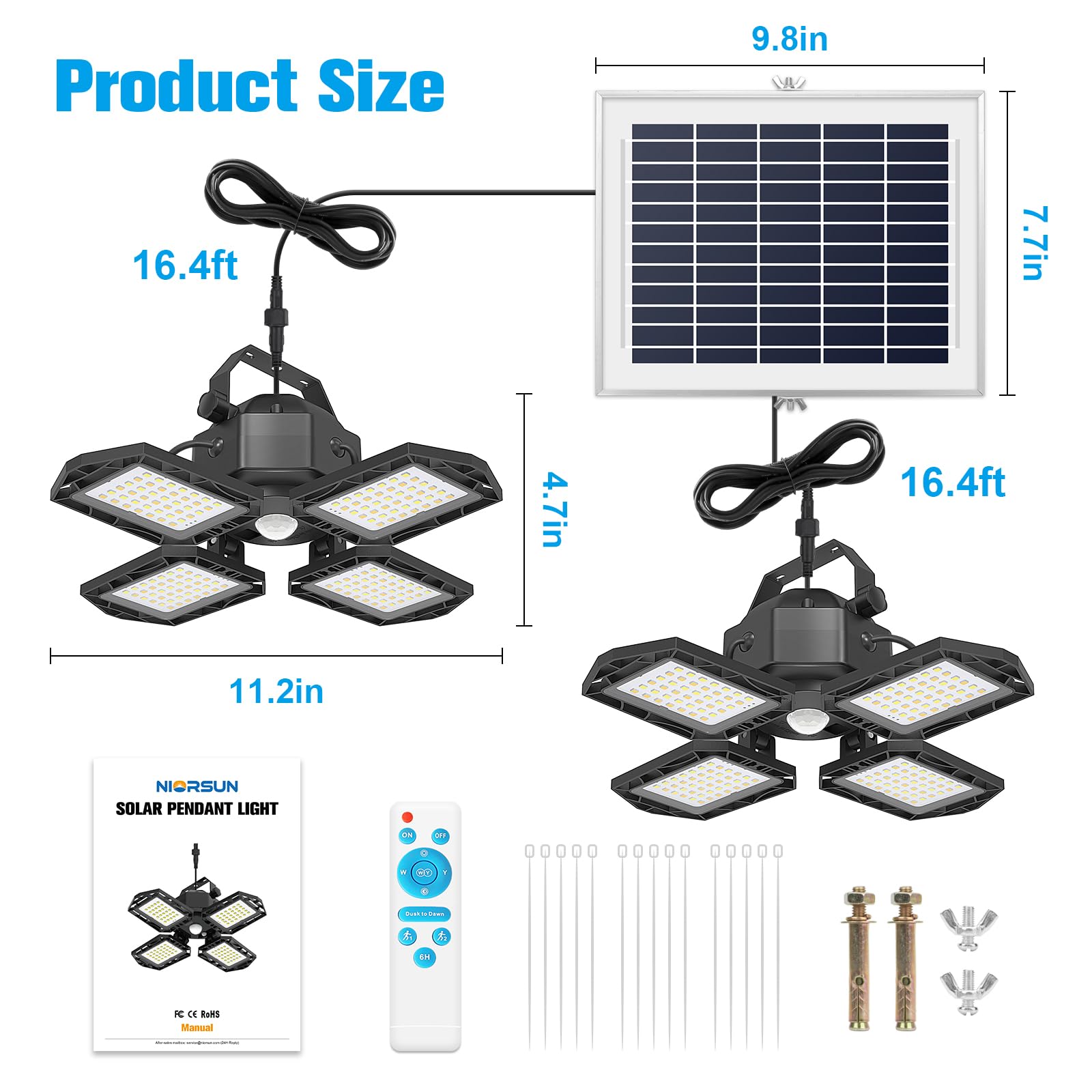 NIORSUN daylight charging powers the lights for night use.