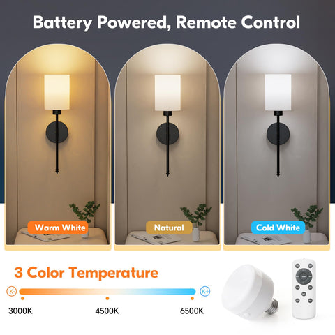 NIORSUN E26 rechargeable bulbs included for bright cordless lighting
