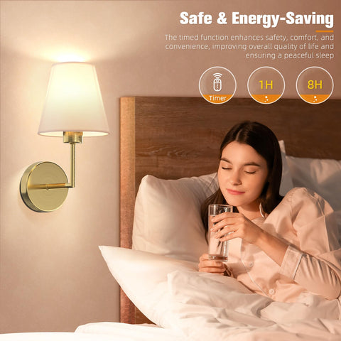 NIORSUN gold fabric shade complements modern bedroom decor