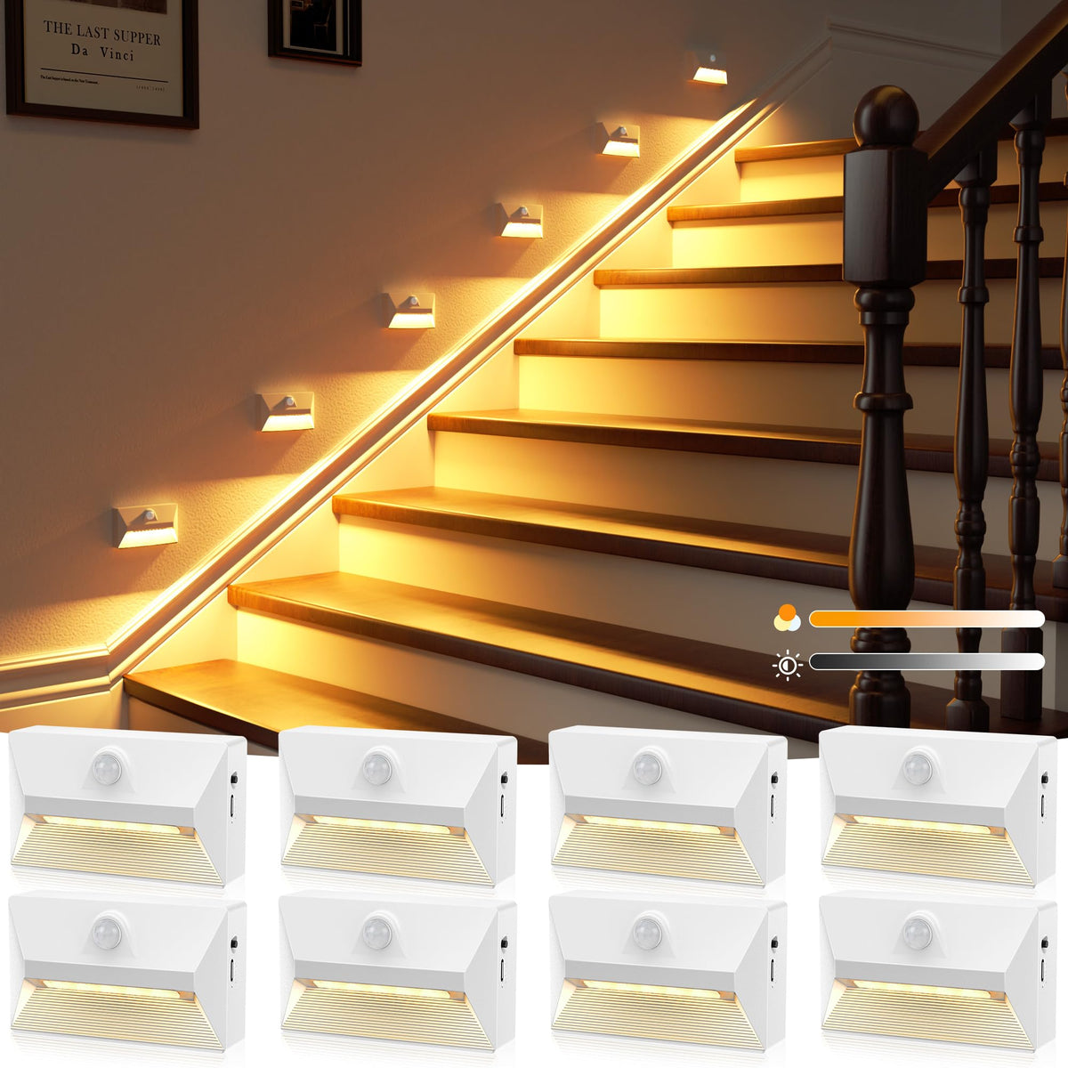 NIORSUN motion sensor night light on stairway for safe illumination